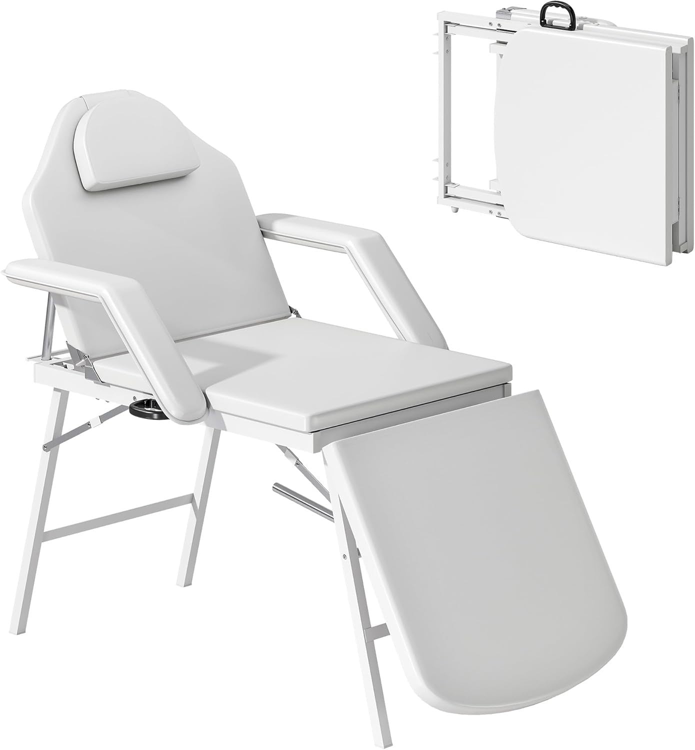 Portable 3-Section Massage Table Adjustable Beauty Bed Recliner w/ Face Hole
