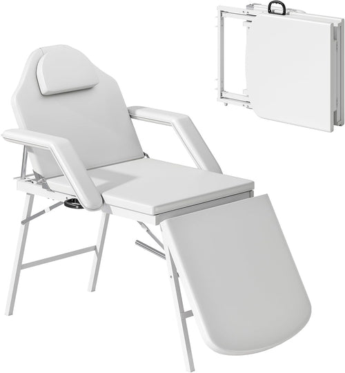 Portable 3-Section Massage Table Adjustable Beauty Bed Recliner w/ Face Hole