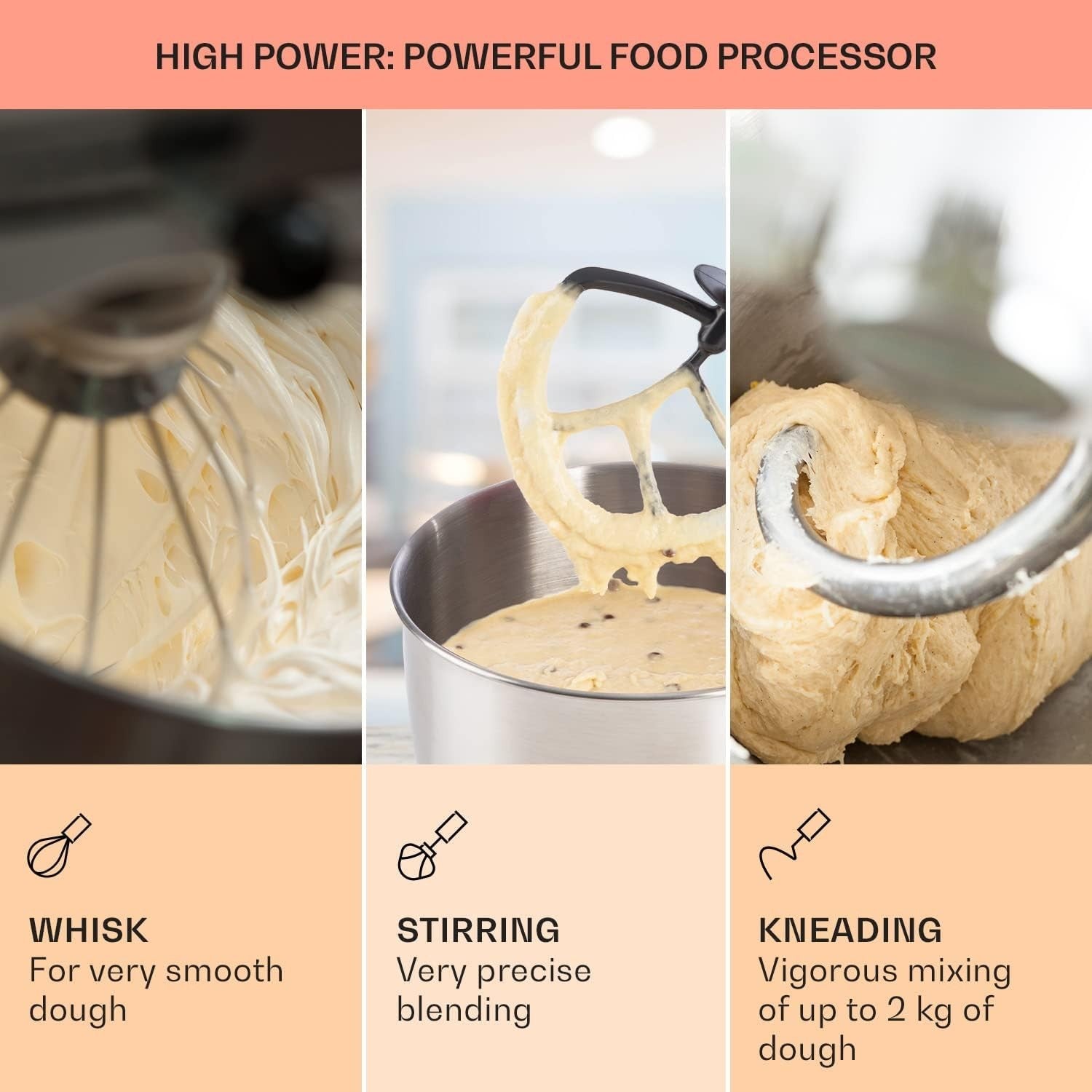 5L Silver Stand Mixer 1200W 6-Speed Planetary Dough & Cake Mixer