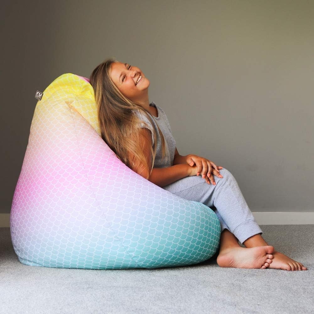 Mermaid Bean Bag Chair – XL Washable Kids Lounge Seat for Bedroom