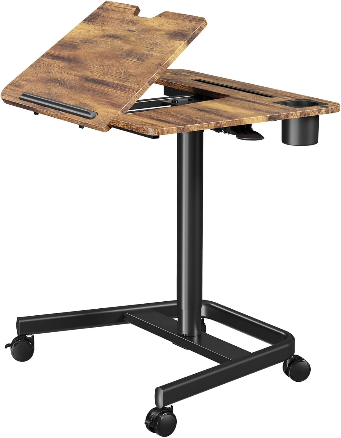 Rolling Standing Laptop Desk Height Adjustable with Wheels Sofa Workstation