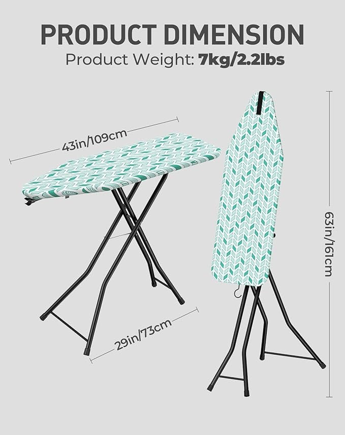 2 in 1 Ironing Board Steaming Board Foldable Compact Non Slip Steel