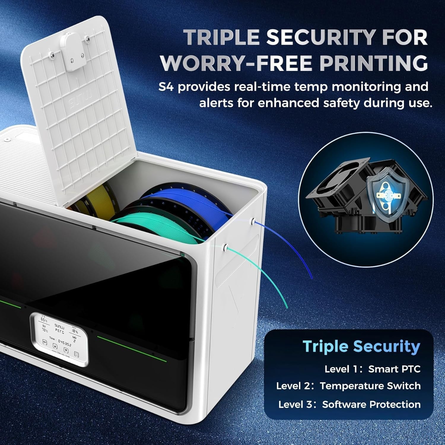 4 Spool Filament Dryer Box 350W Fast Heat Auto Humidity Control White
