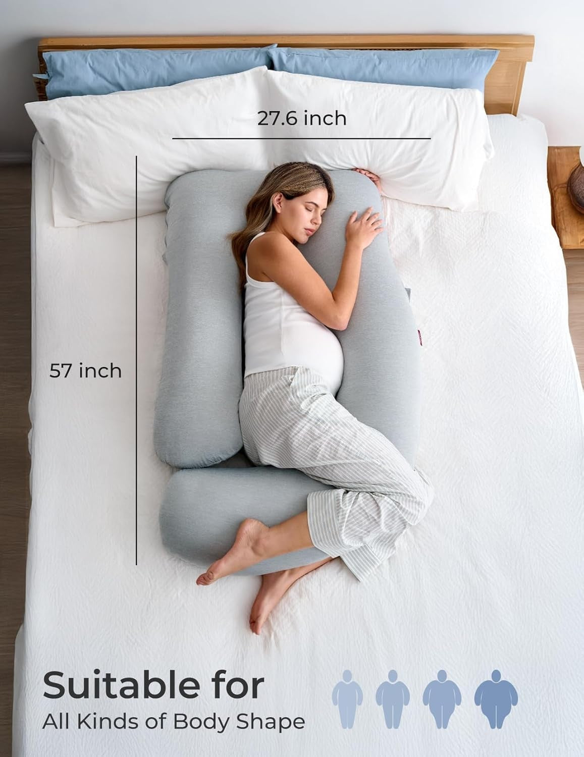 Pregnancy Pillow 57” Full Body Maternity Support Side Sleeper Belly Back