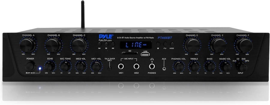 600W Bluetooth Karaoke Amplifier 6 Channel AV Receiver USB FM