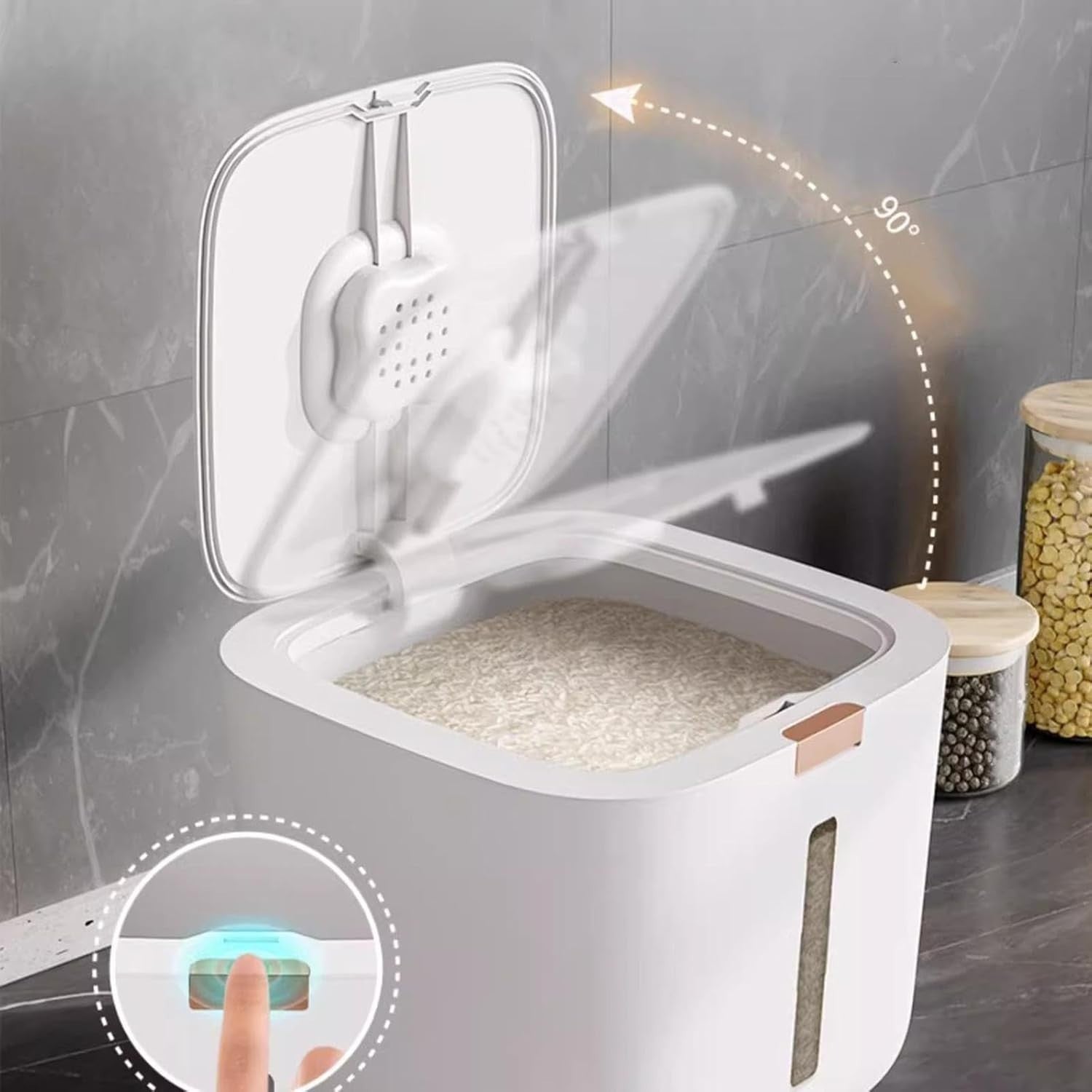 10KG Airtight Rice Storage Container with Measuring Cup Grain Dispenser