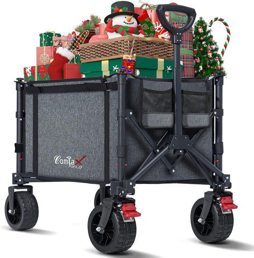 120L Folding Festival Trolley 100kg Capacity Beach Camping Wagon w/ 360° Wheels