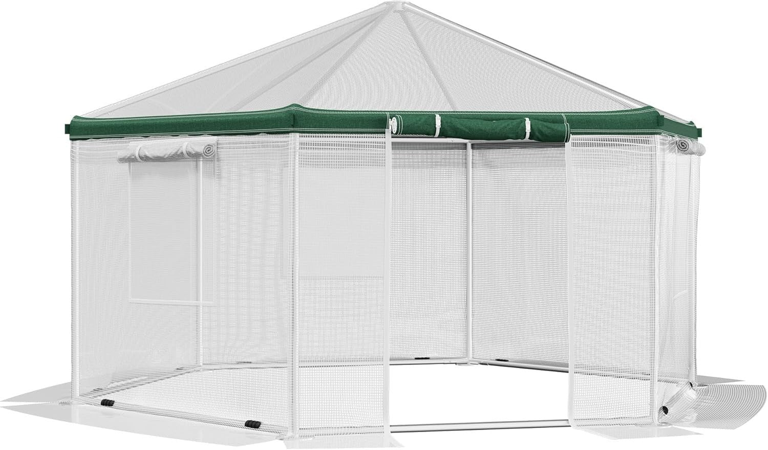 Hexagonal Walk-In Greenhouse 4.1x4.1x2.7m Heavy Duty Waterproof PE Cover