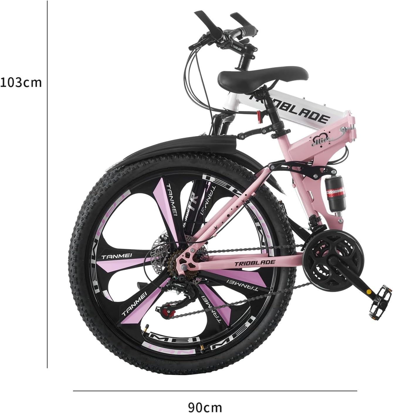 27.5" Folding Mountain Bike 21-Speed Dual Suspension 3-Spoke MTB