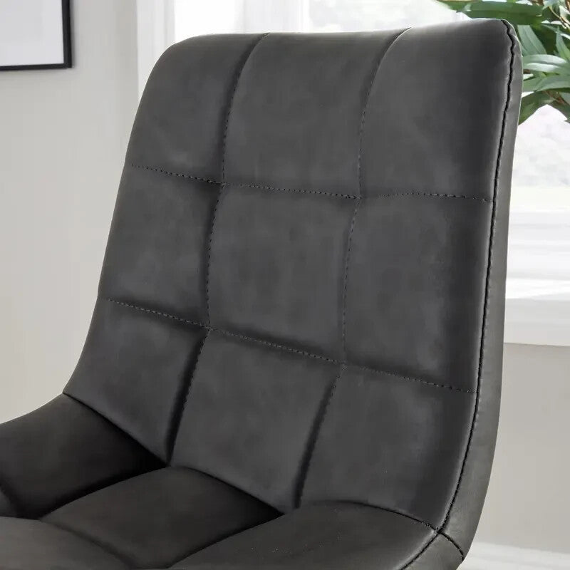 2 Grey Bar Stools Padded Seat Kitchen Breakfast Chairs w/ Black Legs