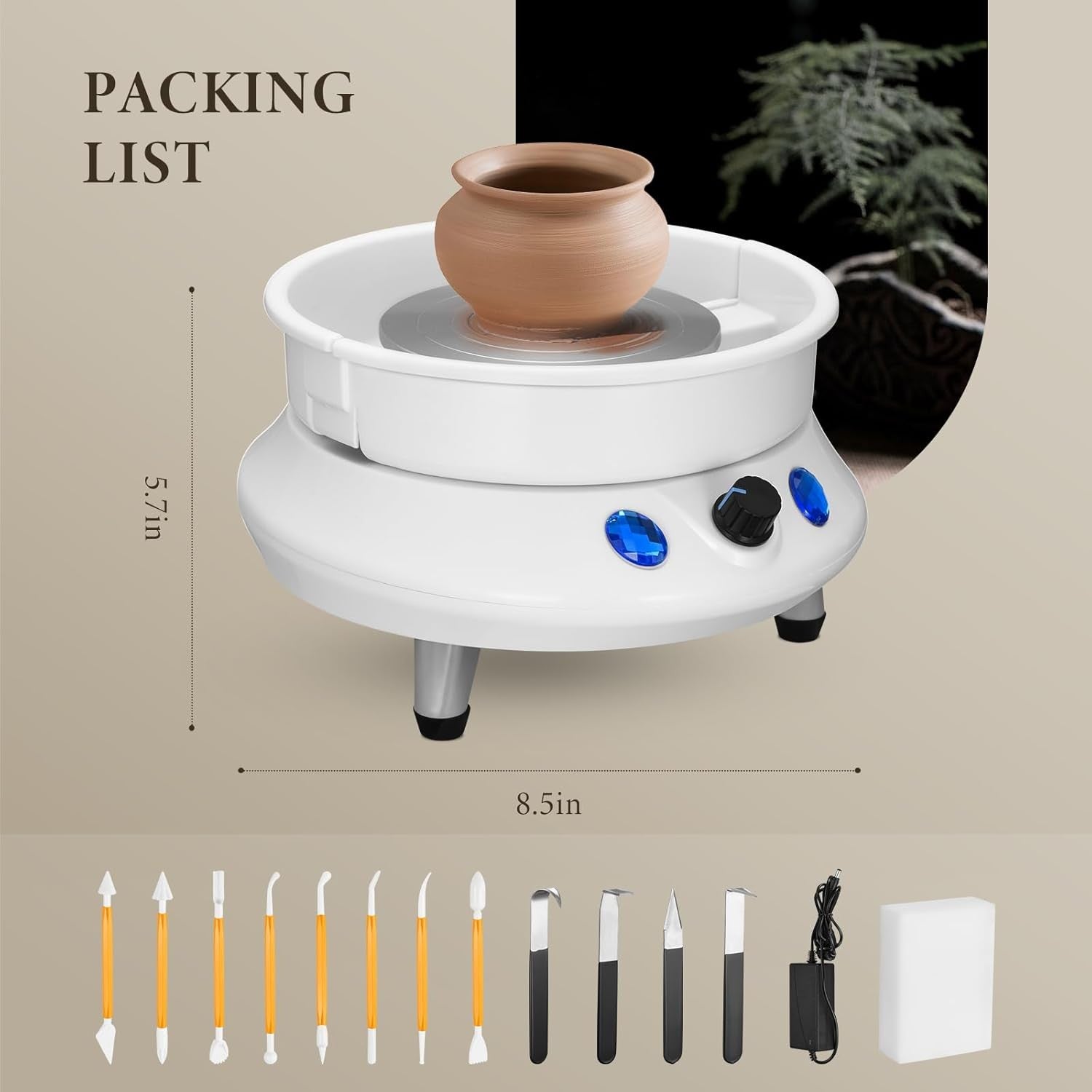 Electric Pottery Wheel 350W Adjustable Speed 15cm Ceramic Tool