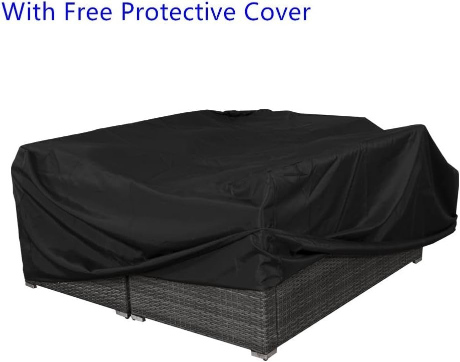 4 Seater Rattan Garden Sofa Set with Storage, Coffee Table & Weatherproof Cushio