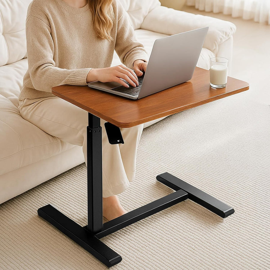 Adjustable C Shaped Sofa Laptop Desk With Wheels Pneumatic Height Lift