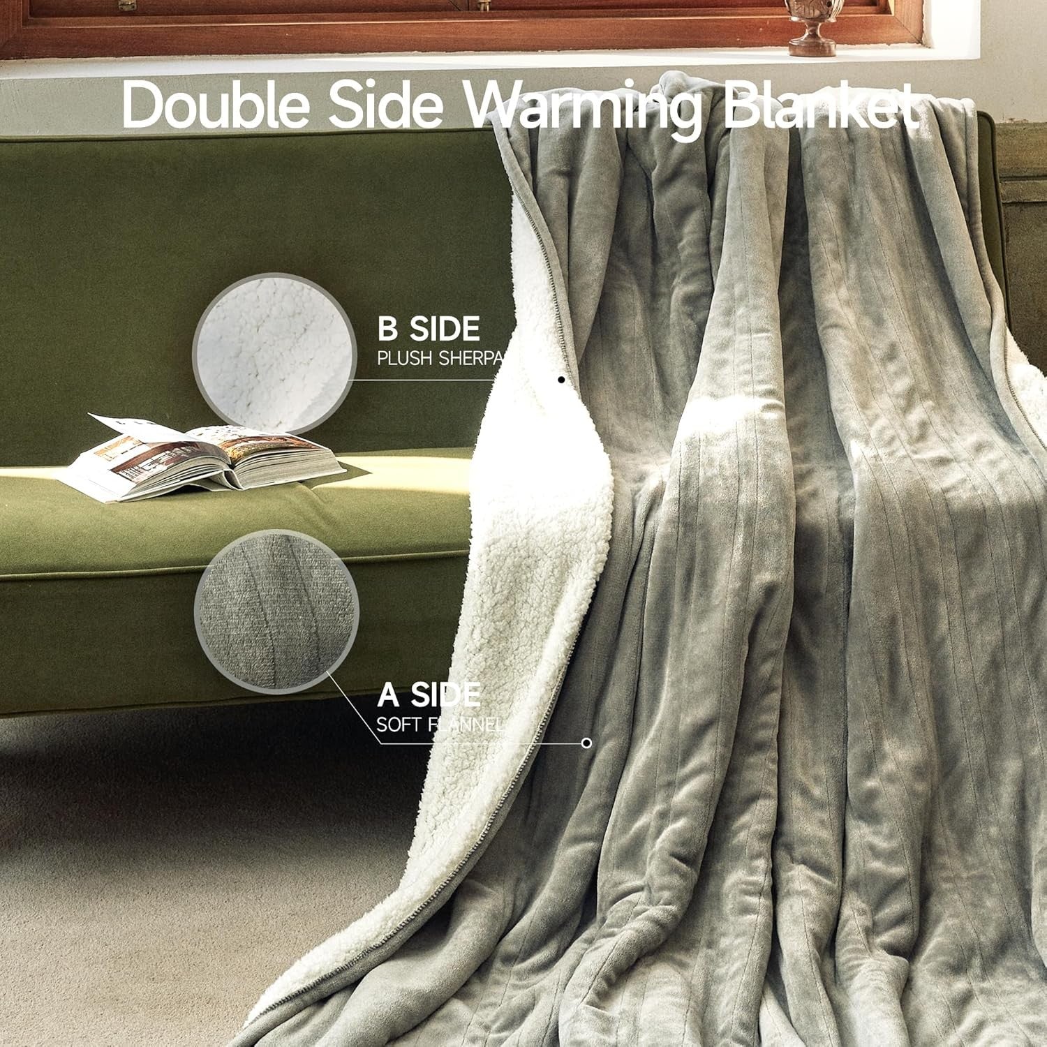 Electric Heated Blanket Double Extra Large 200x150cm Plush 9 Heat