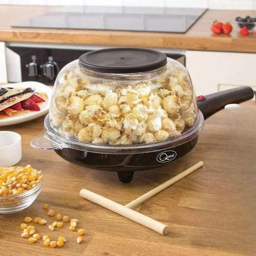 2-in-1 Popcorn & Crepe Maker 8" Non-Stick Hot Plate Quest Electric Snack Machine