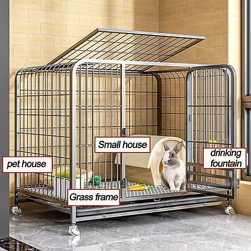 Rabbit Hutch Indoor Outdoor Cage With Wheels 2 Tier Deep Bunny Home