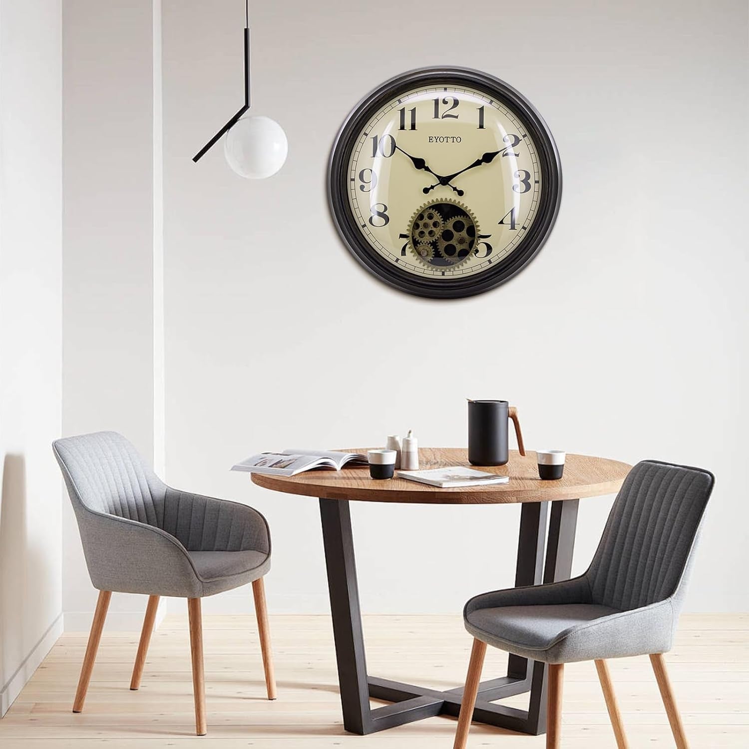 15" Retro Industrial Wall Clock Moving Gears Vintage Steampunk Silent Metal Art