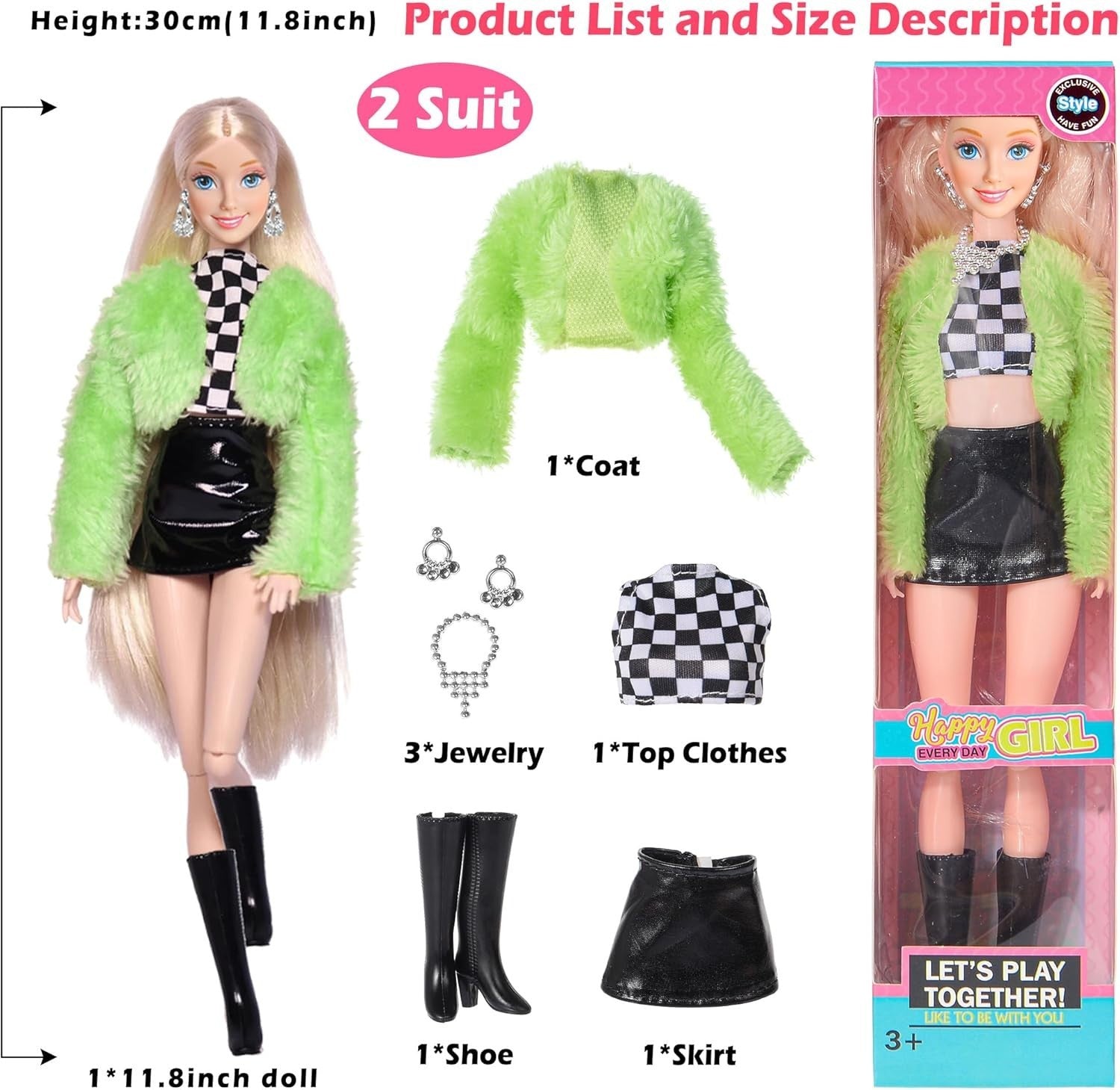 11.5 Inch Princess Dolls Set 6 Pack Fashion Dolls w/ Dresses Accessories