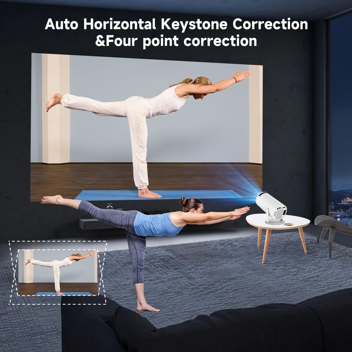 Android 13 Mini Projector WiFi 6 Bluetooth 4K Support Auto Keystone 130"