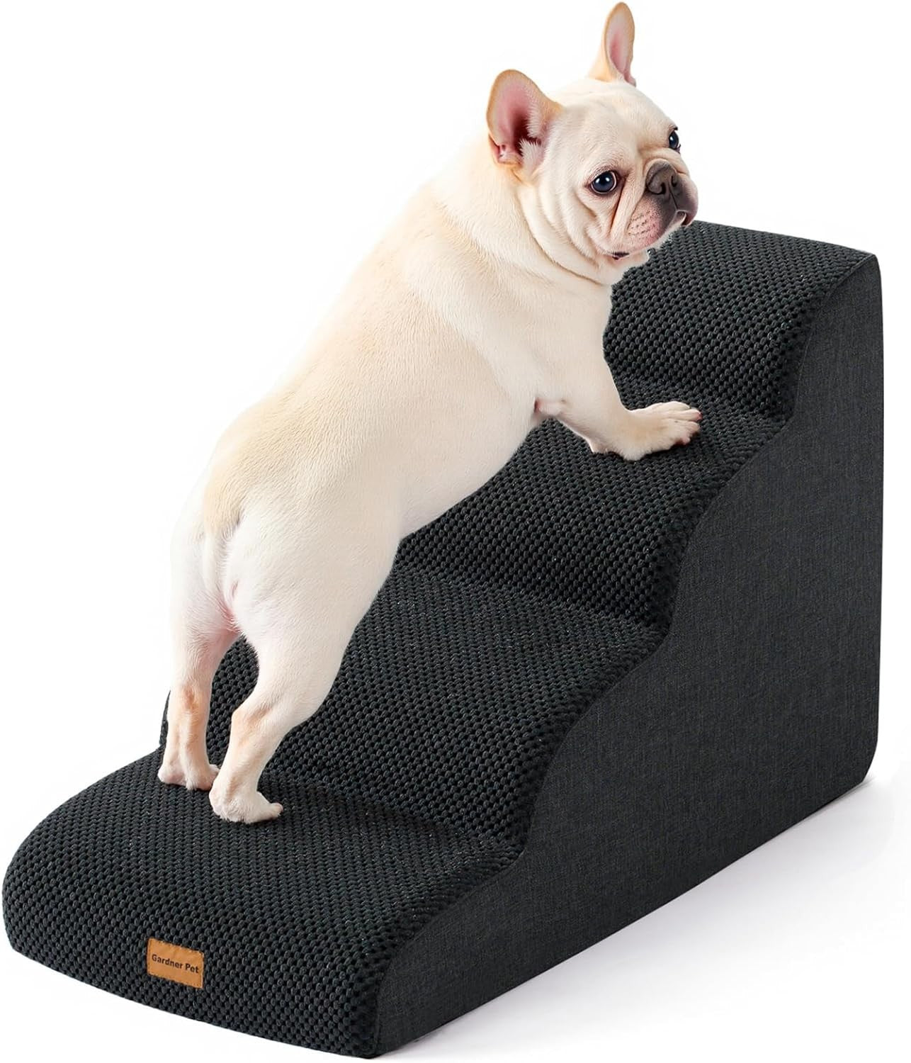 4 Step Dog Stairs Pet Ramp for Bed Sofa Non Slip Washable Black Grey