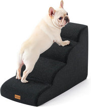 4 Step Dog Stairs Pet Ramp for Bed Sofa Non Slip Washable Black Grey