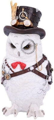 Steampunk Owl Figurine 23.5cm White Resin Sculpture Home Shelf Decor Gift