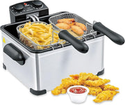 5L Double Basket Deep Fat Fryer 2000W Stainless Steel Adjustable Temp