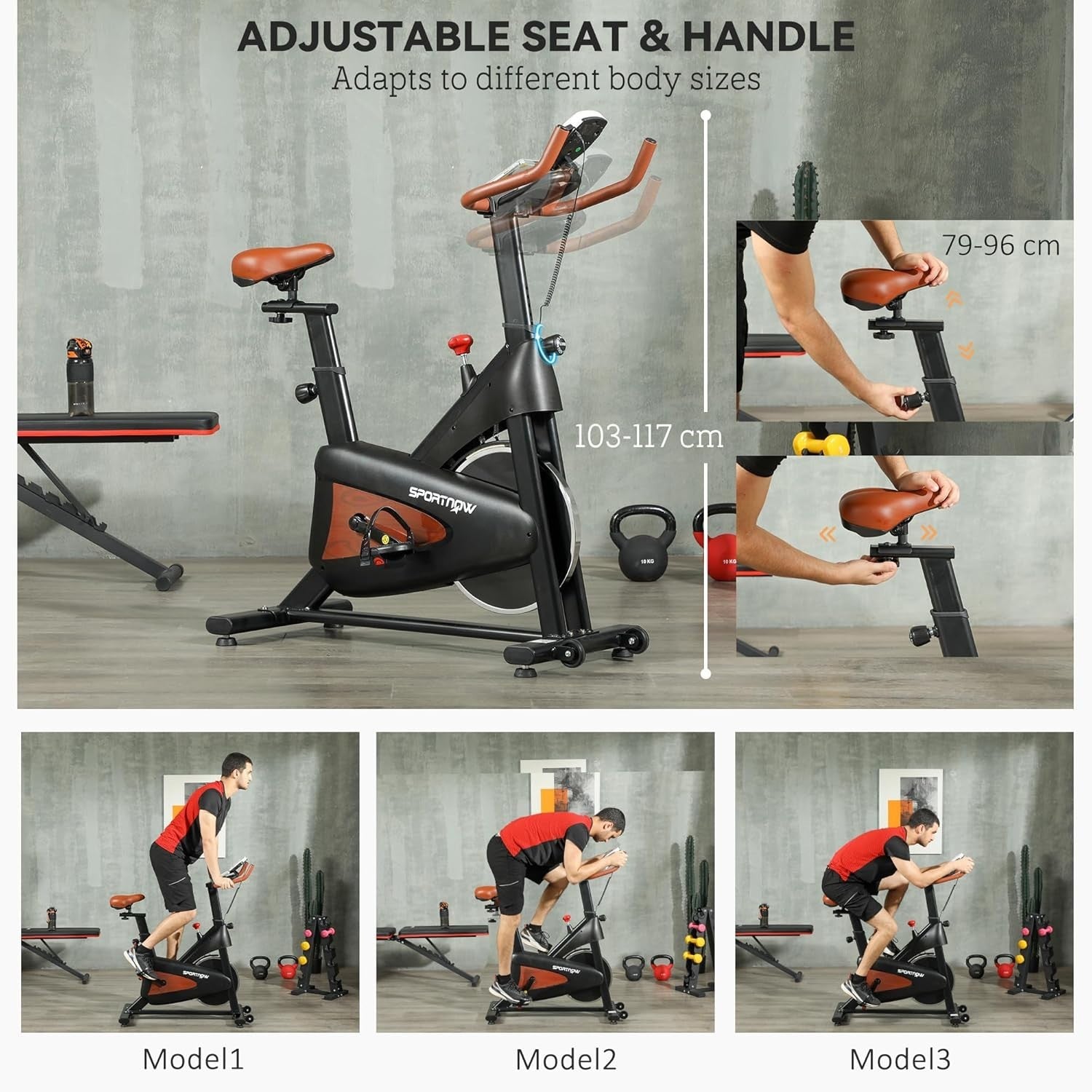 Magnetic Indoor Cycling Bike Quiet Belt Drive LCD Adjustable Seat Tablet Holder