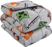 3kg Weighted Blanket 100x150cm Grey Minecraft Reversible Sleep Aid