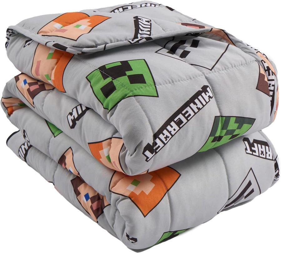 3kg Weighted Blanket 100x150cm Grey Minecraft Reversible Sleep Aid