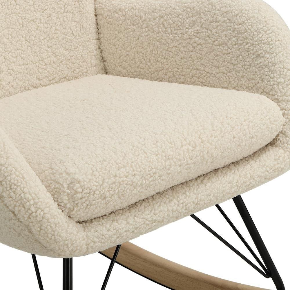 Cozy High Back Velvet Rocking Chair with Cushioned Seat & Durable Frame