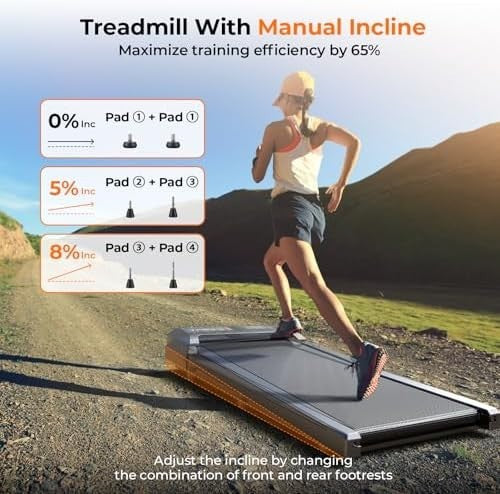 Walking Pad Treadmill 5–8% Incline 2.5HP w/ Handle Bar Under Desk Running 136KG
