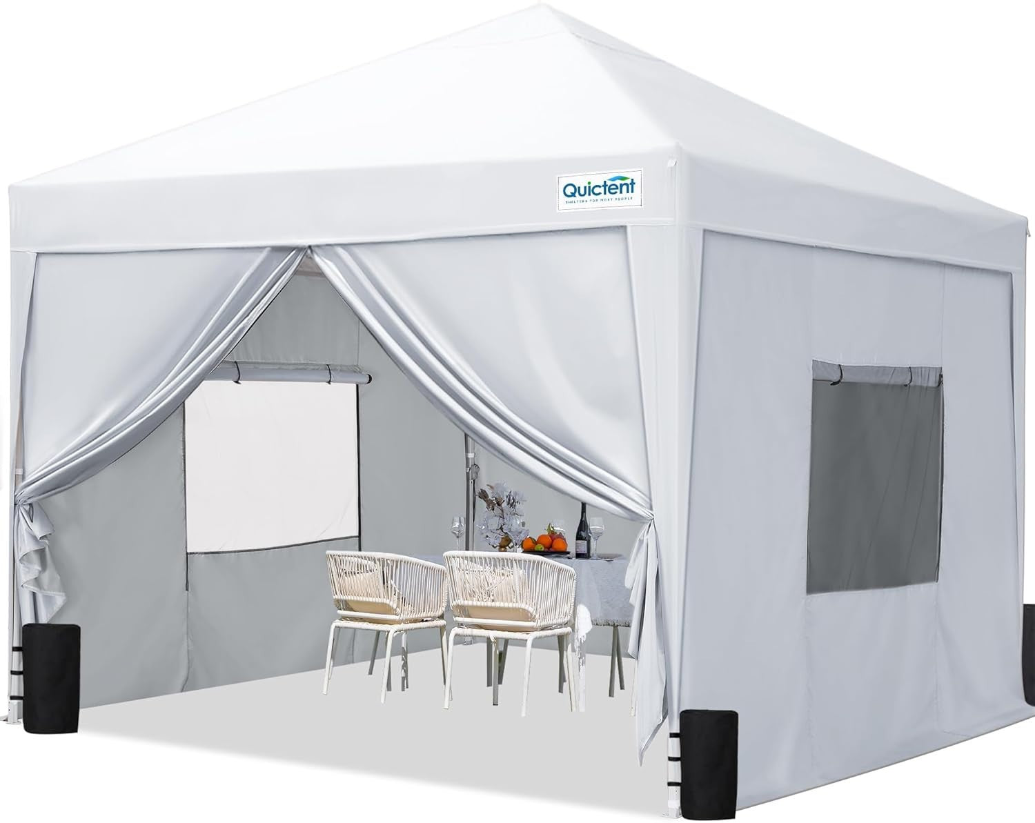 3x3M White Pop Up Gazebo With Mesh Sidewalls Outdoor Tent