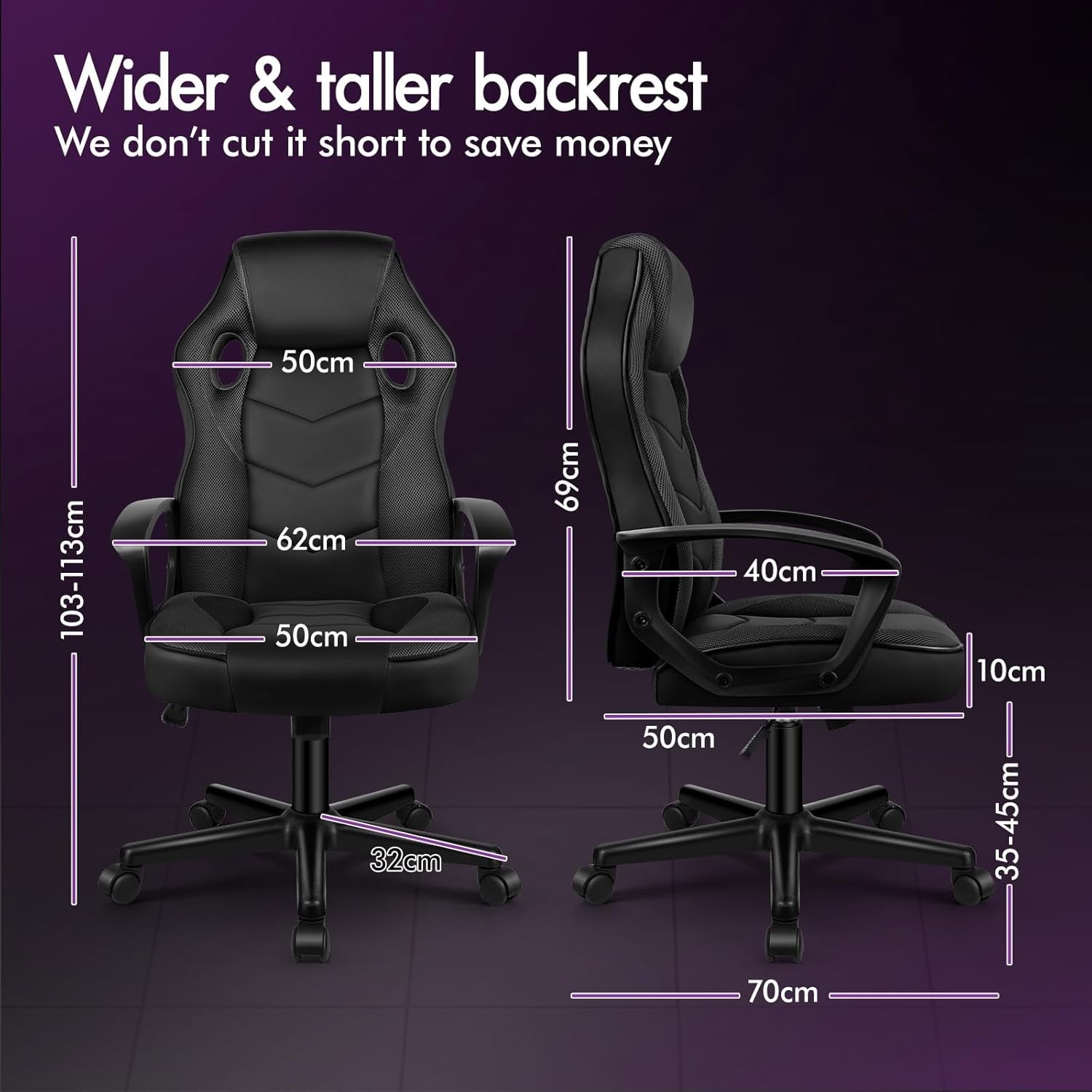 Ergonomic Gaming Chair High Back Swivel Office Desk PU Leather