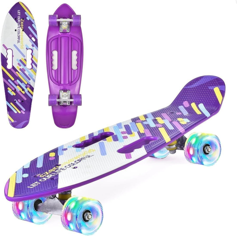 26" Kids Cruiser Skateboard LED Wheels Complete Beginner Skateboard