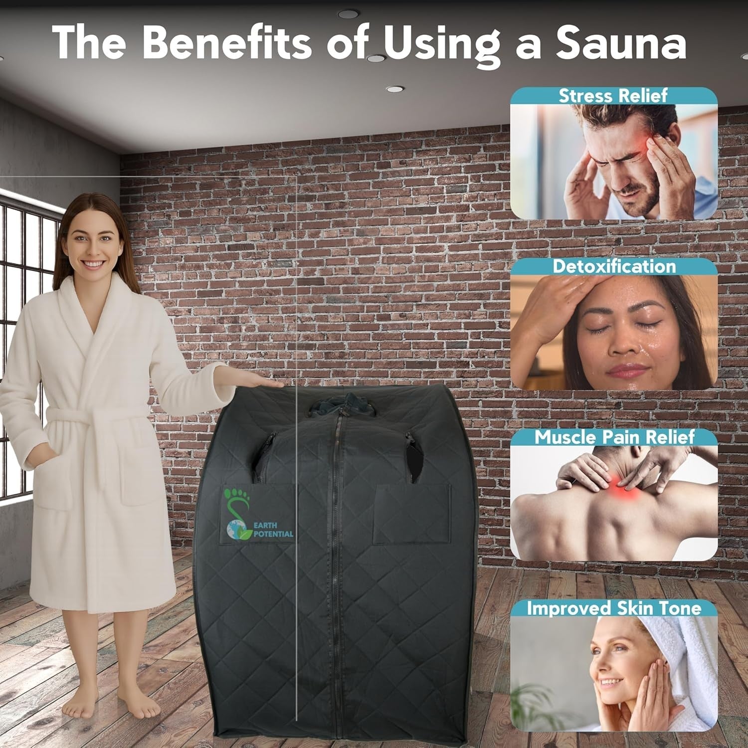 Portable Far Infrared Sauna Tent 1-Person – Dry Sauna w/ Timer, Chair & Foot Pad
