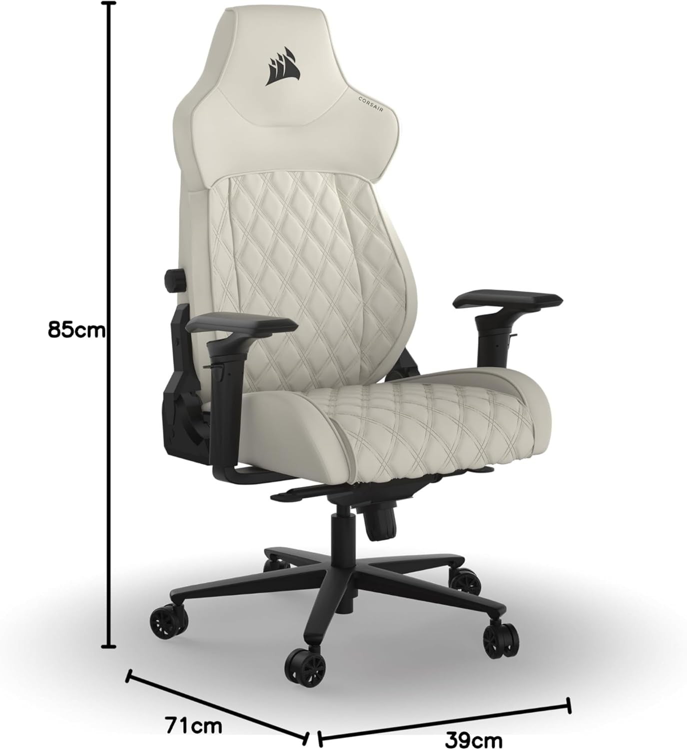 Premium Fabric Gaming Chair Wide Seat 5D Arms 160° Recline Frost