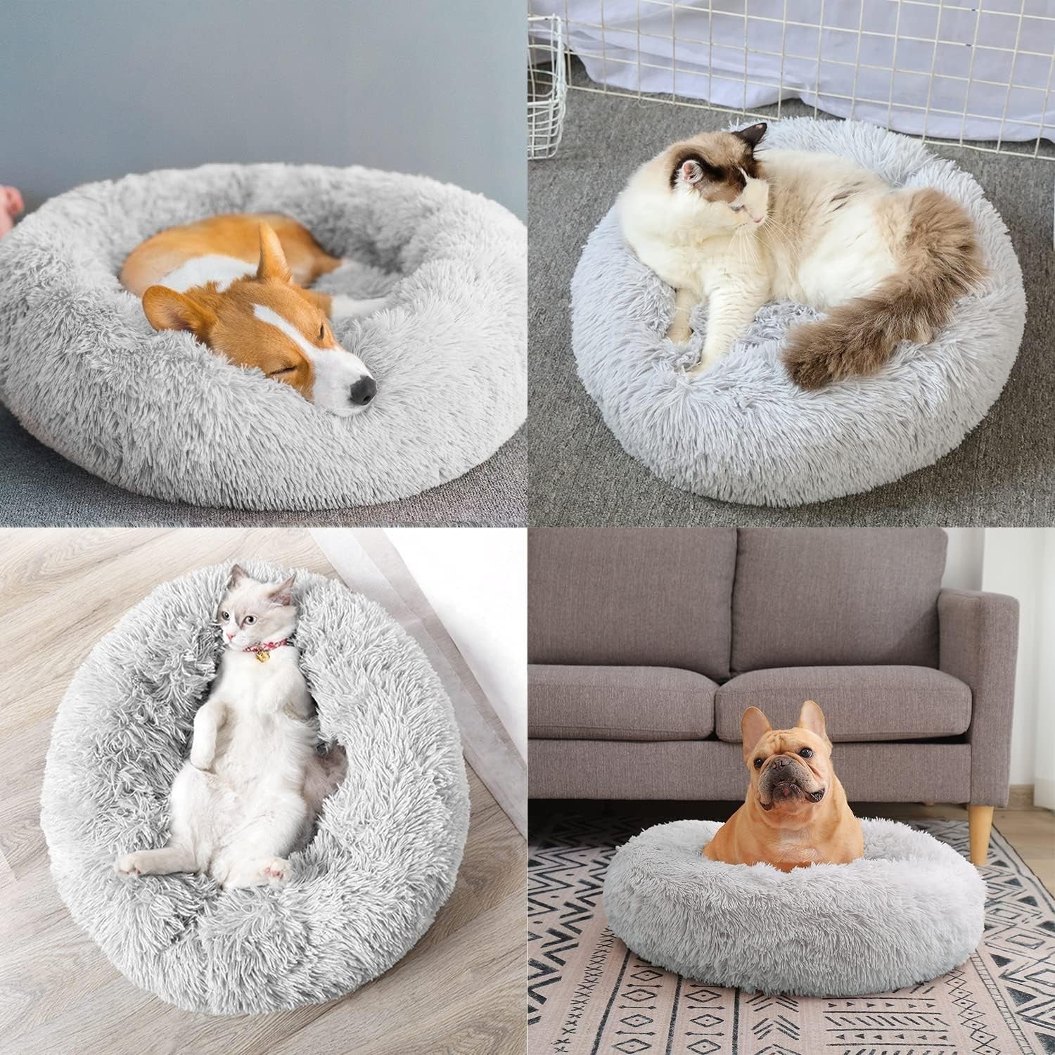 90cm XXL Calming Dog Bed Plush Donut Washable Non Slip