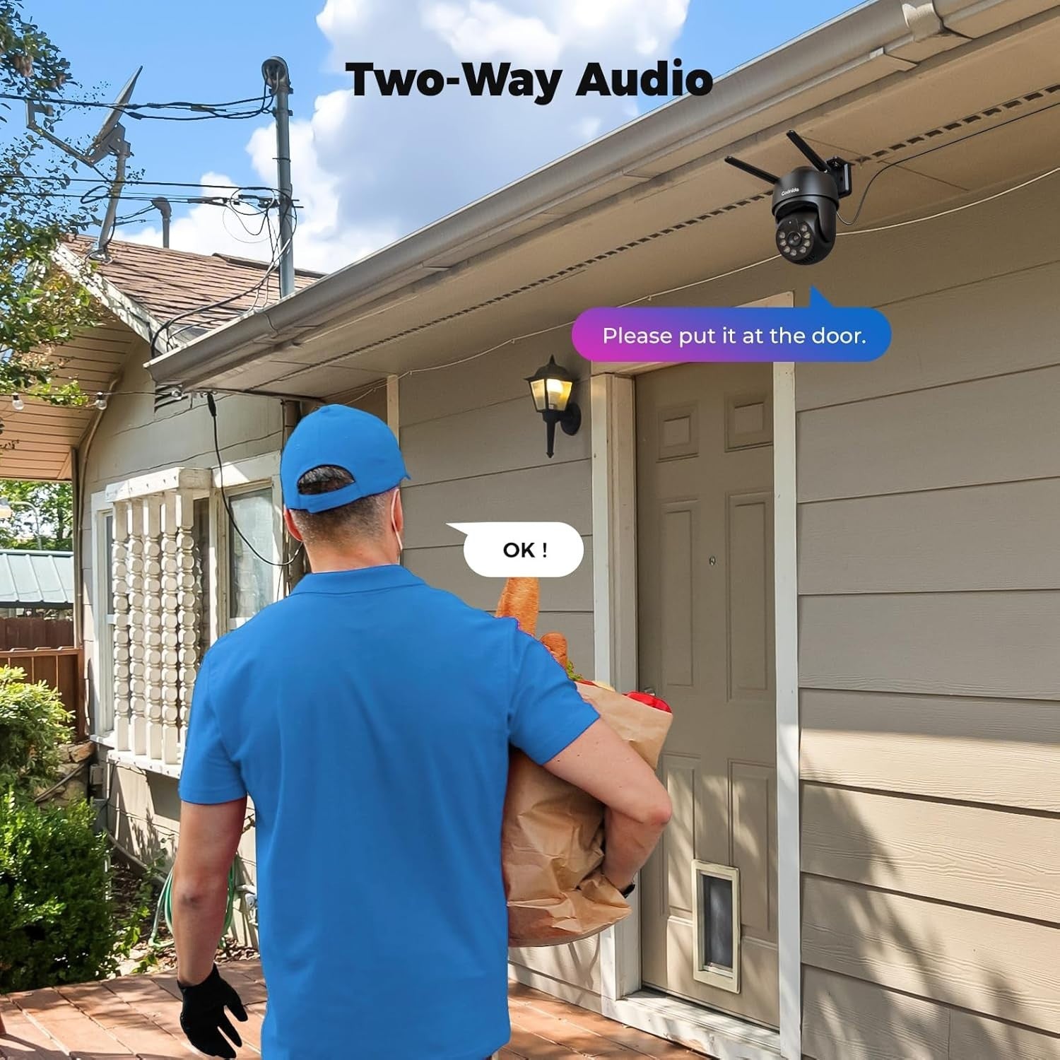 5MP WiFi Security Camera Outdoor 360° PTZ Auto Tracking Color Vision