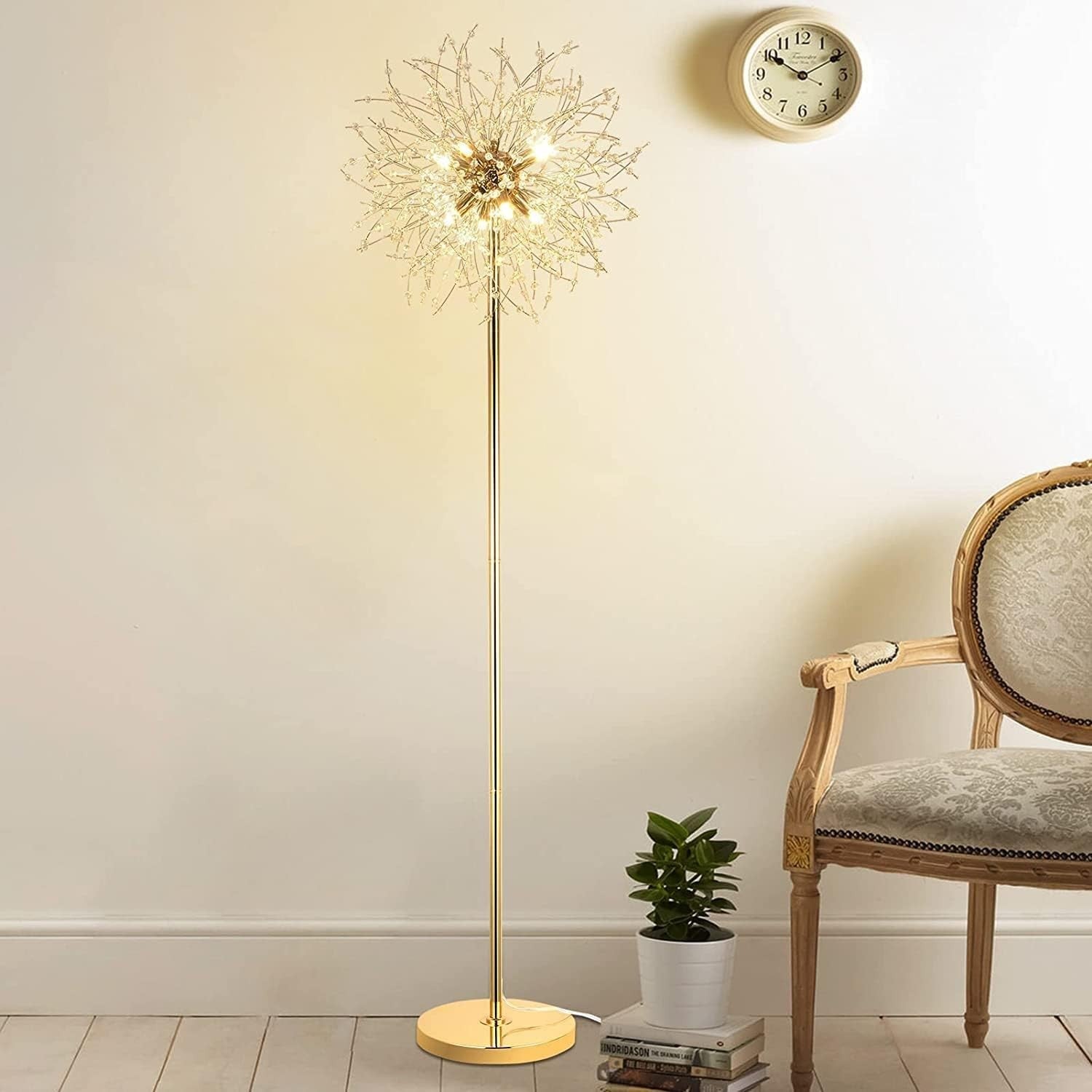 Elegant Crystal Fireworks Floor Lamp, 8-Light with Foot Switch, 175cm