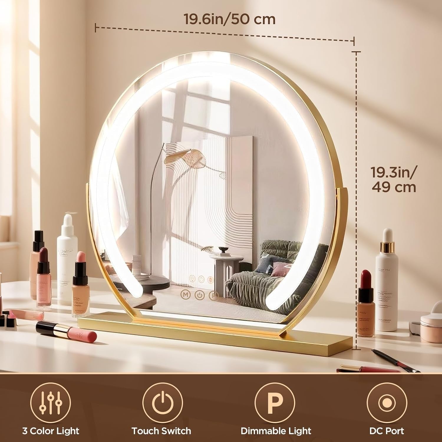 Hollywood Vanity Mirror with LED Lights, 23"x18", 3 Modes, Makeup & Desk
