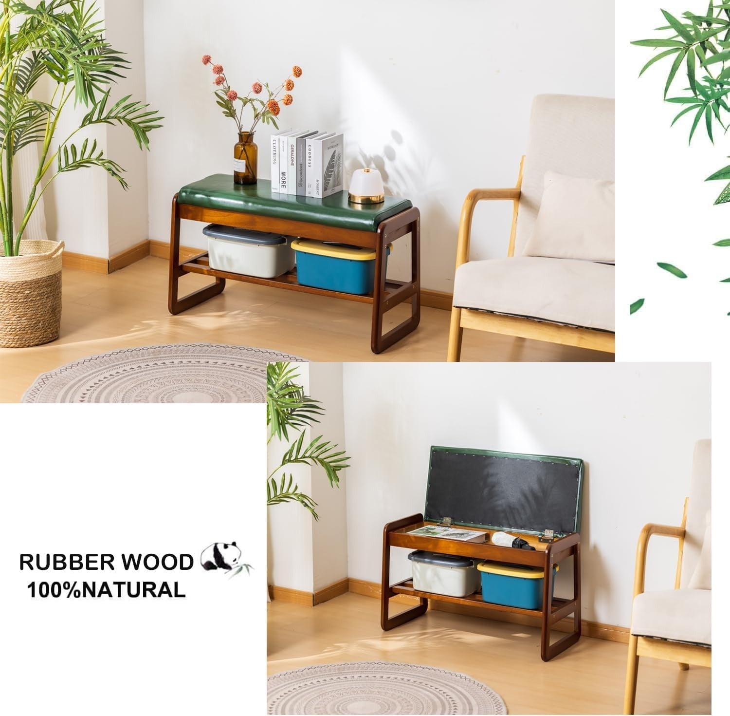 Entryway Shoe Bench with Flip-Top Storage & Cushion, 2-Tier Organizer