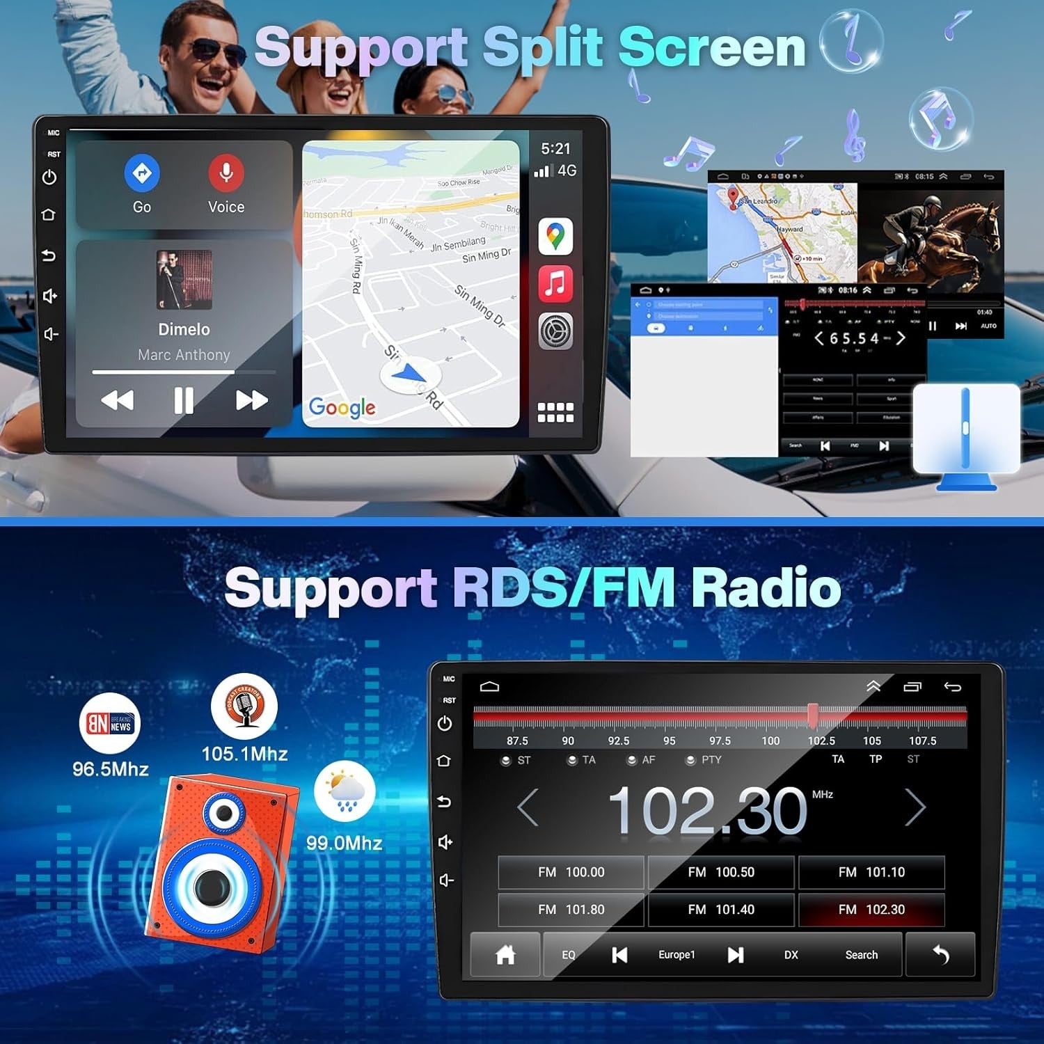 Black 7" Android 14 Car Stereo – CarPlay Multimedia Receiver for Toyota 4Runner
