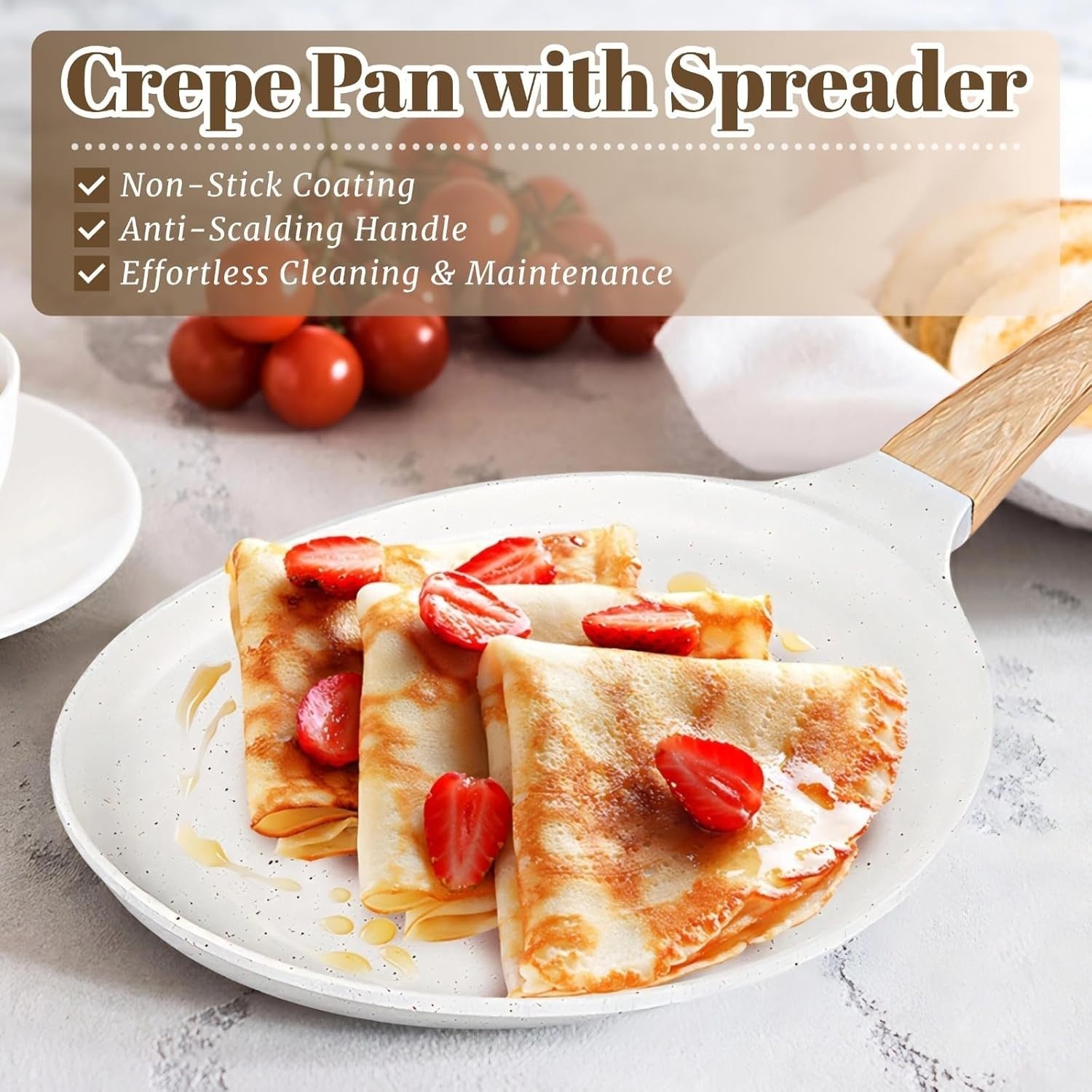 10in Non Stick Dosa Crepe Pan with Spreader Ceramic Pancake Tortilla