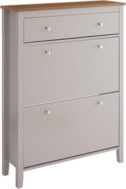 Slim Wooden Shoe Storage Cabinet with Drawer & Flip Drawers, 12-Pair Capacity