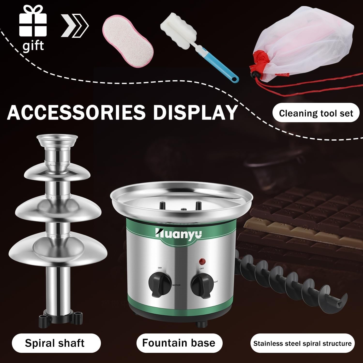 4 Tier Chocolate Fountain Machine Electric Fondue Set Party Wedding