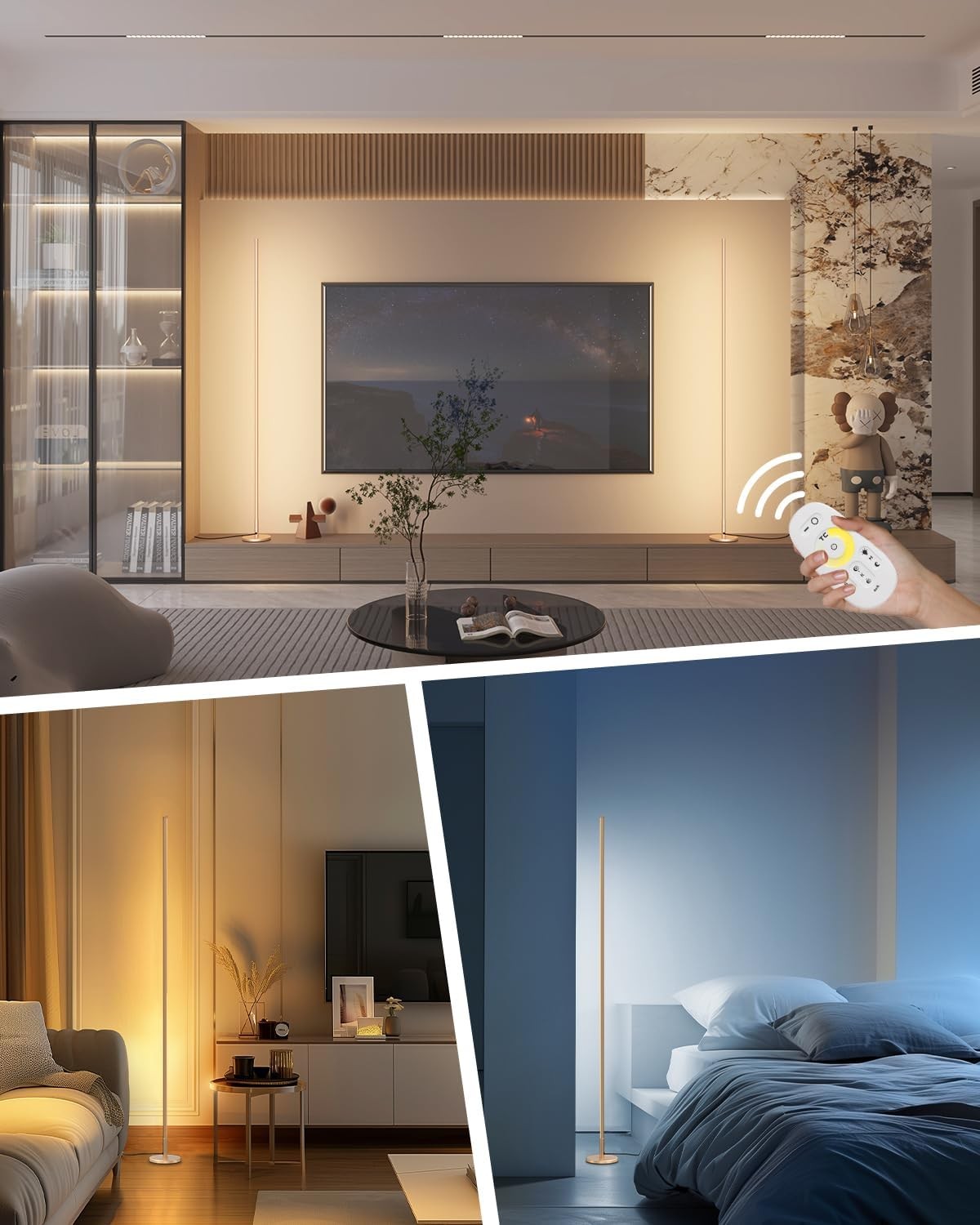 LED Corner Floor Lamp Dimmable Remote 2700–6500K Modern Standing Light