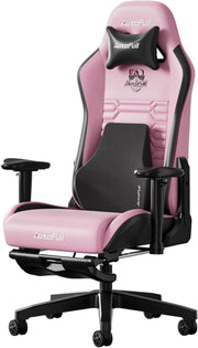 Ergonomic Gaming Chair PU Leather Recliner 3D Lumbar Footrest Pink