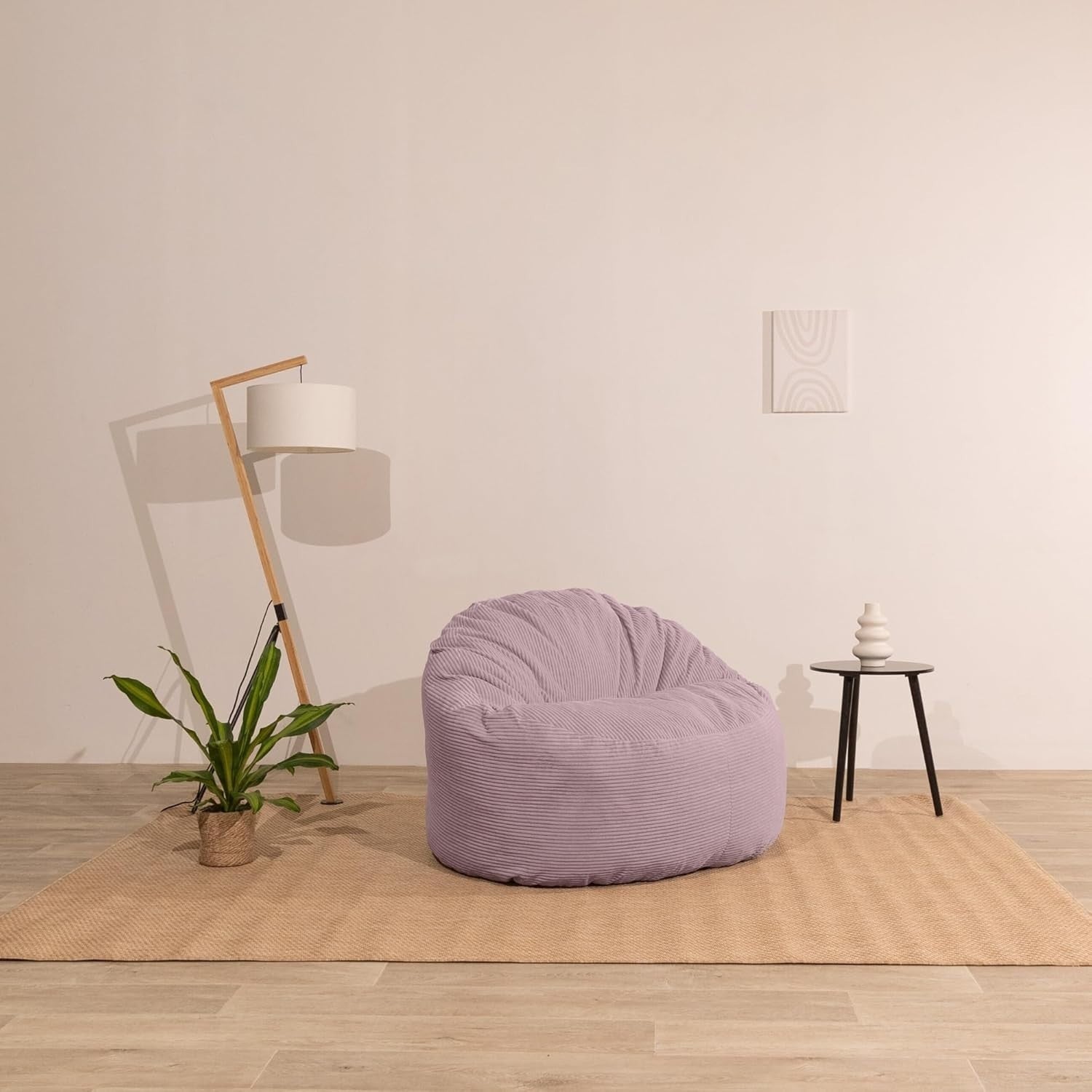 Large Corduroy Bean Bag Chair Sofa | Soft Foam Filled | Back Support | Adult