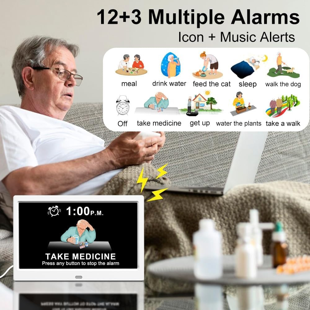 10.1” Dementia Digital Clock Large Day Date Display Auto Dimming Elderly